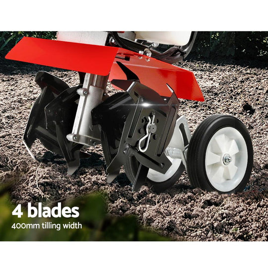 Buy Giantz 88CC Tiller Garden Cultivator Rototiller 4 Blades Soil Plower Rotary Hoe discounted | Products On Sale Australia