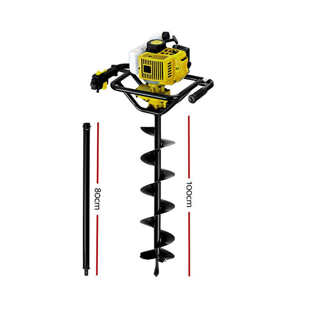 Buy Giantz 90CC Post Hole Digger 200mm Petrol Drill Auger Extension Bits discounted | Products On Sale Australia