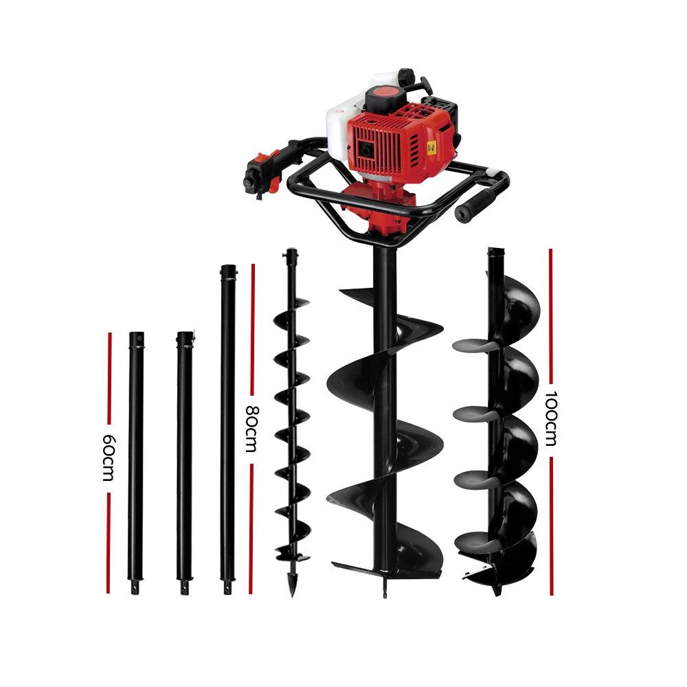 Buy Giantz 92CC Petrol Post Hole Digger Drill Borer Fence Extension Auger Bits discounted | Products On Sale Australia