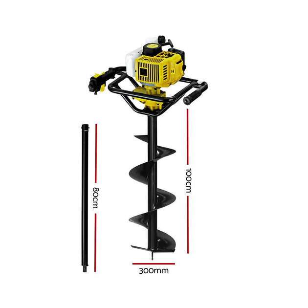 Buy Giantz 92CC Post Hole Digger 300mm Petrol Drill Auger Extension Bits discounted | Products On Sale Australia