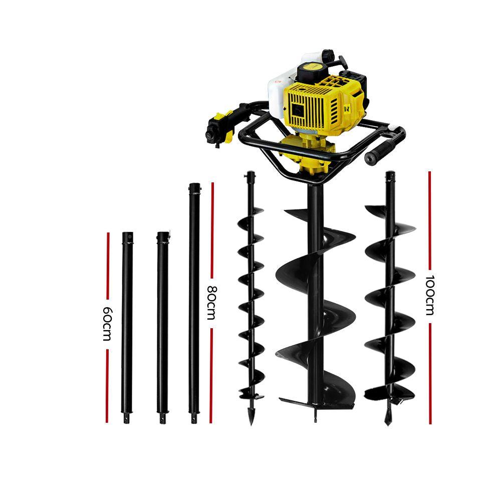 Buy Giantz 92CC Post Hole Digger Petrol Drill Auger Extension Bits discounted | Products On Sale Australia