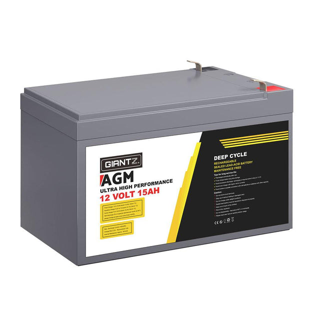 Buy Giantz AGM Battery 12V 15Ah Deep Cycle Box Portable Solar Caravan Camping discounted | Products On Sale Australia