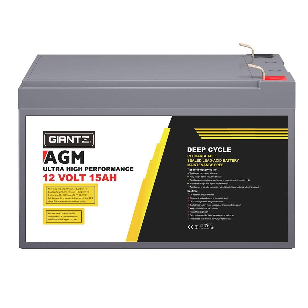 Buy Giantz AGM Battery 12V 15Ah Deep Cycle Box Portable Solar Caravan Camping discounted | Products On Sale Australia