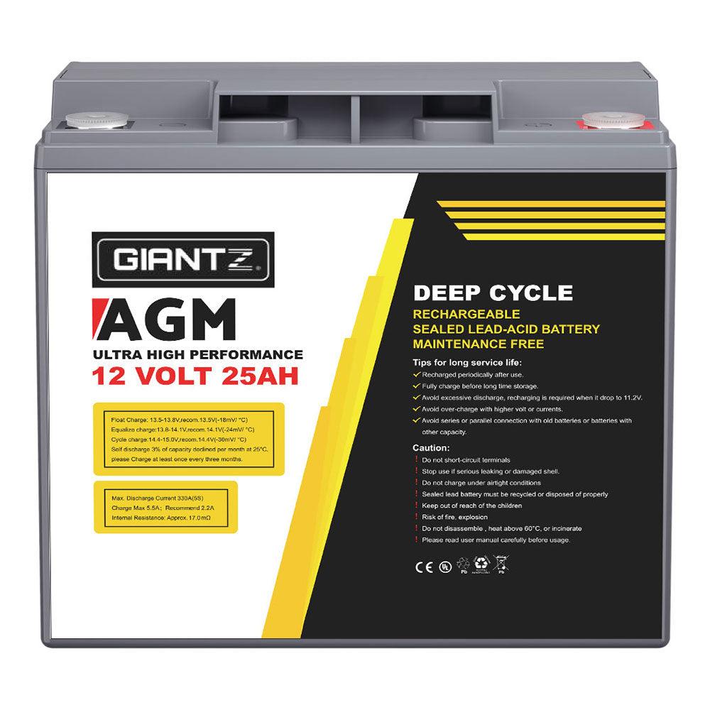 Buy Giantz AGM Deep Cycle Battery 12V 25Ah Box Portable Solar Caravan Camping discounted | Products On Sale Australia