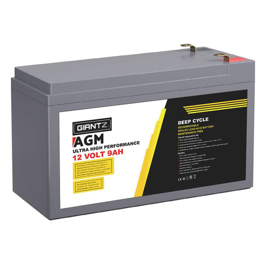 Buy Giantz AGM Deep Cycle Battery 12V 9Ah Box Portable Solar Caravan Camping discounted | Products On Sale Australia