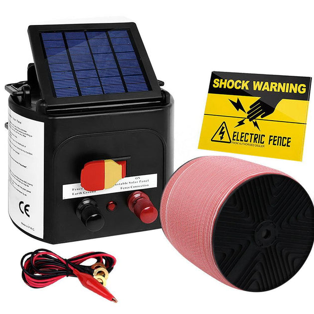 Buy Giantz Fence Energiser 3KM Solar Powered Electric 1200M Poly Tape discounted | Products On Sale Australia