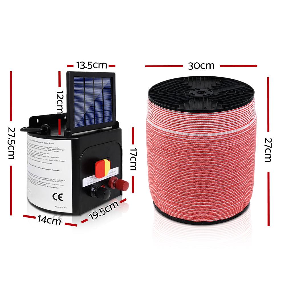 Buy Giantz Fence Energiser 3KM Solar Powered Electric 1200M Poly Tape discounted | Products On Sale Australia