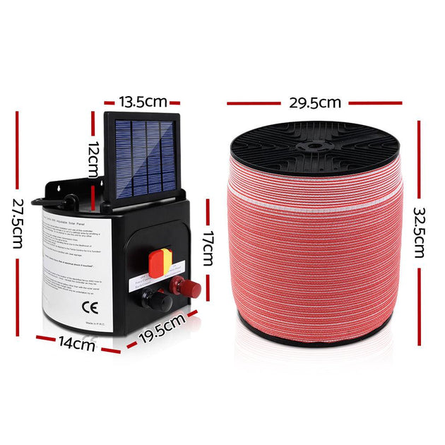 Buy Giantz Fence Energiser 5KM Solar Powered Electric 2000M Poly Tape discounted | Products On Sale Australia