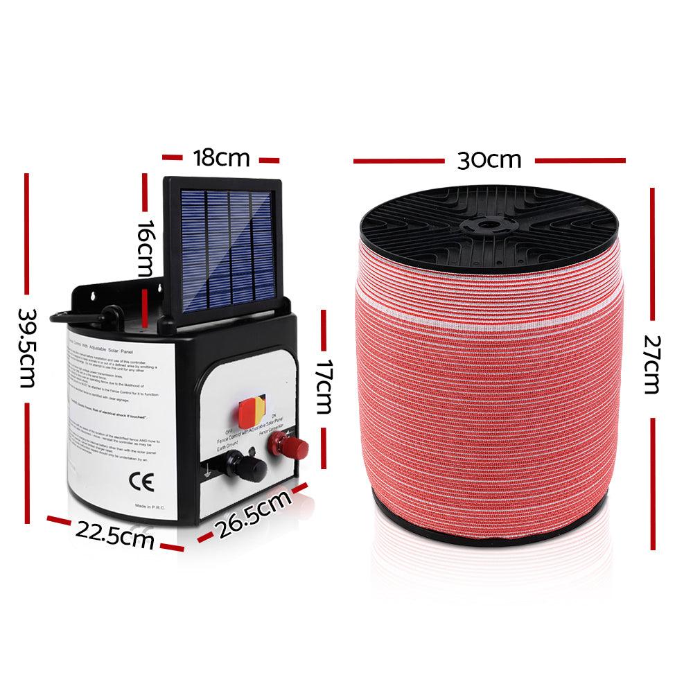 Buy Giantz Fence Energiser 8KM Solar Powered Electric 1200M Poly Tape discounted | Products On Sale Australia