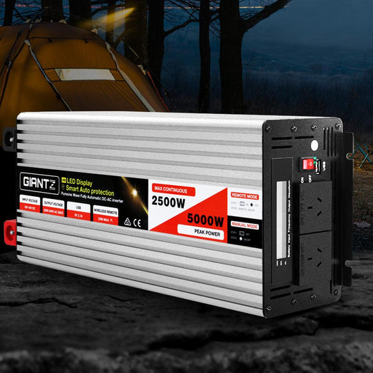 Buy Giantz Power Inverter 12V to 240V 2500W/5000W Pure Sine Wave Camping Car Boat discounted | Products On Sale Australia