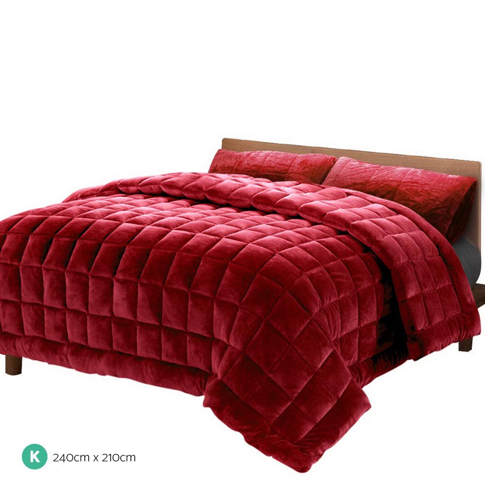 Buy Giselle Bedding Faux Mink Quilt Burgundy King discounted | Products On Sale Australia