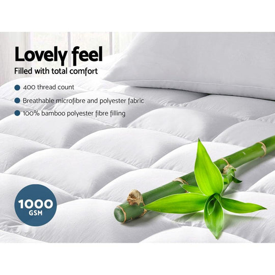 Buy Giselle Bedding Mattress Topper Pillowtop Bamboo Queen discounted | Products On Sale Australia