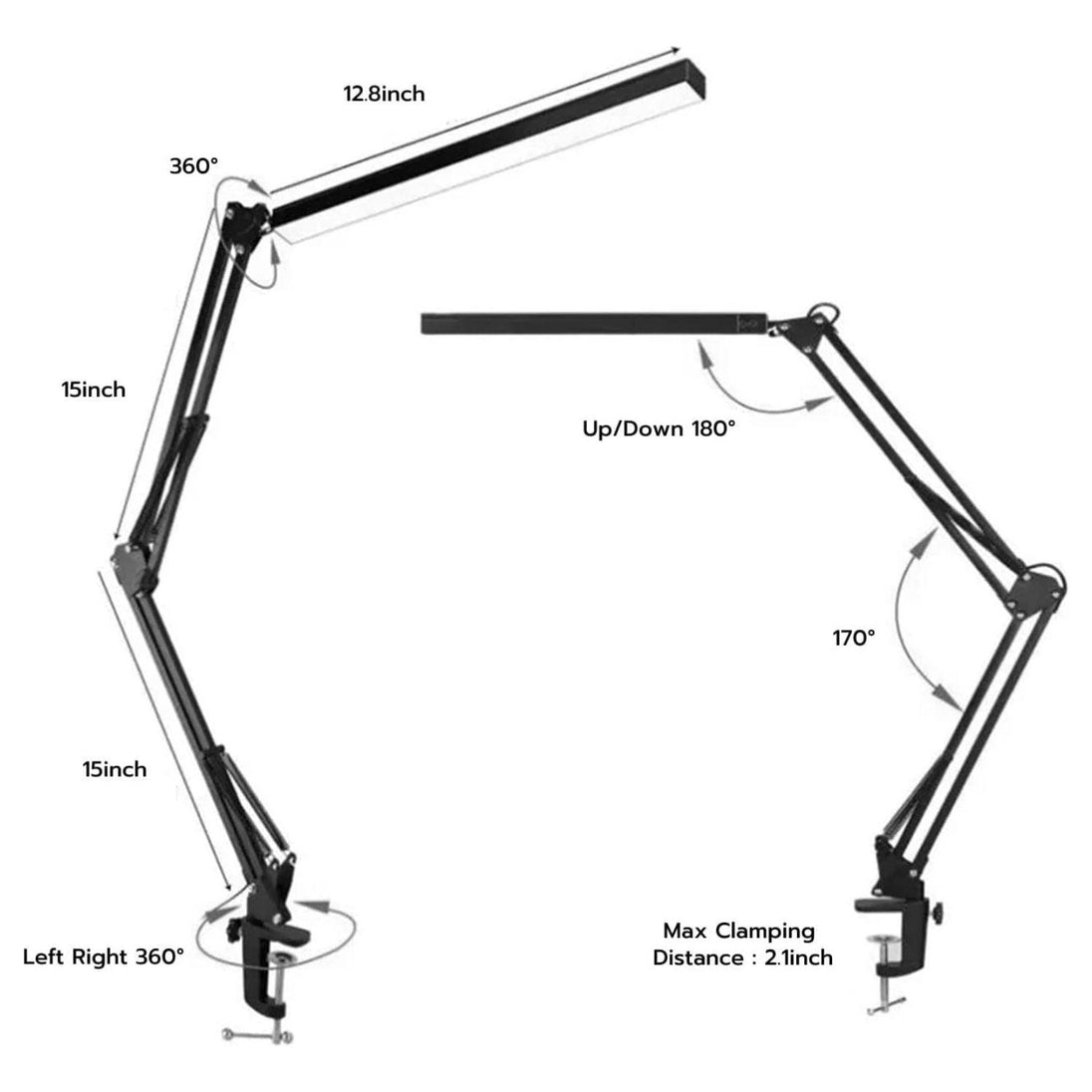 Buy GOMINIMO LED Swing Arm Desk Lamp with Clamp (Black) discounted | Products On Sale Australia