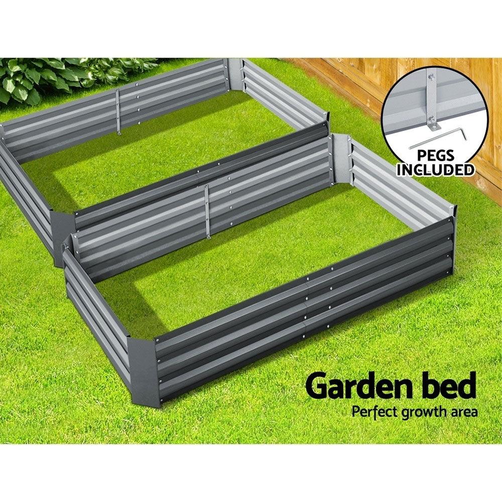 Buy Greenfingers 2x Garden Bed 150x90cm Planter Box Raised Container Galvanised Herb discounted | Products On Sale Australia