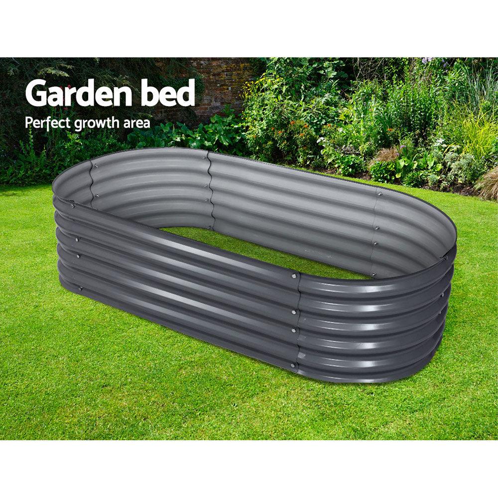 Buy Greenfingers Garden Bed 160X80X42cm Oval Planter Box Raised Container Galvanised discounted | Products On Sale Australia