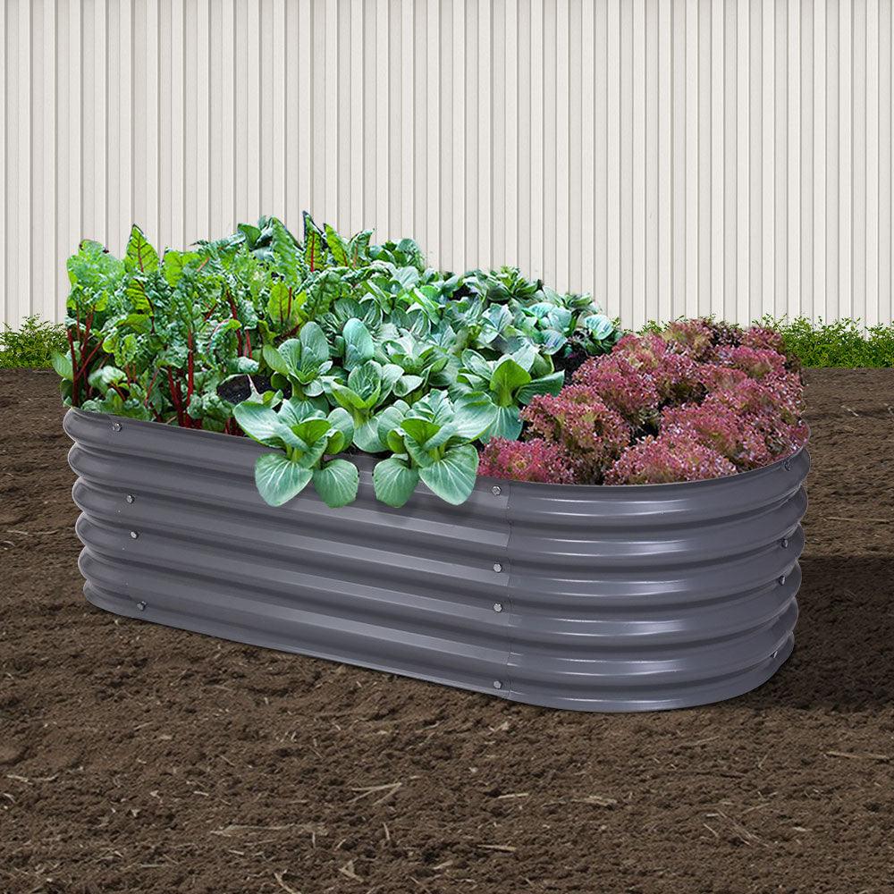 Buy Greenfingers Garden Bed 160X80X42cm Oval Planter Box Raised Container Galvanised discounted | Products On Sale Australia
