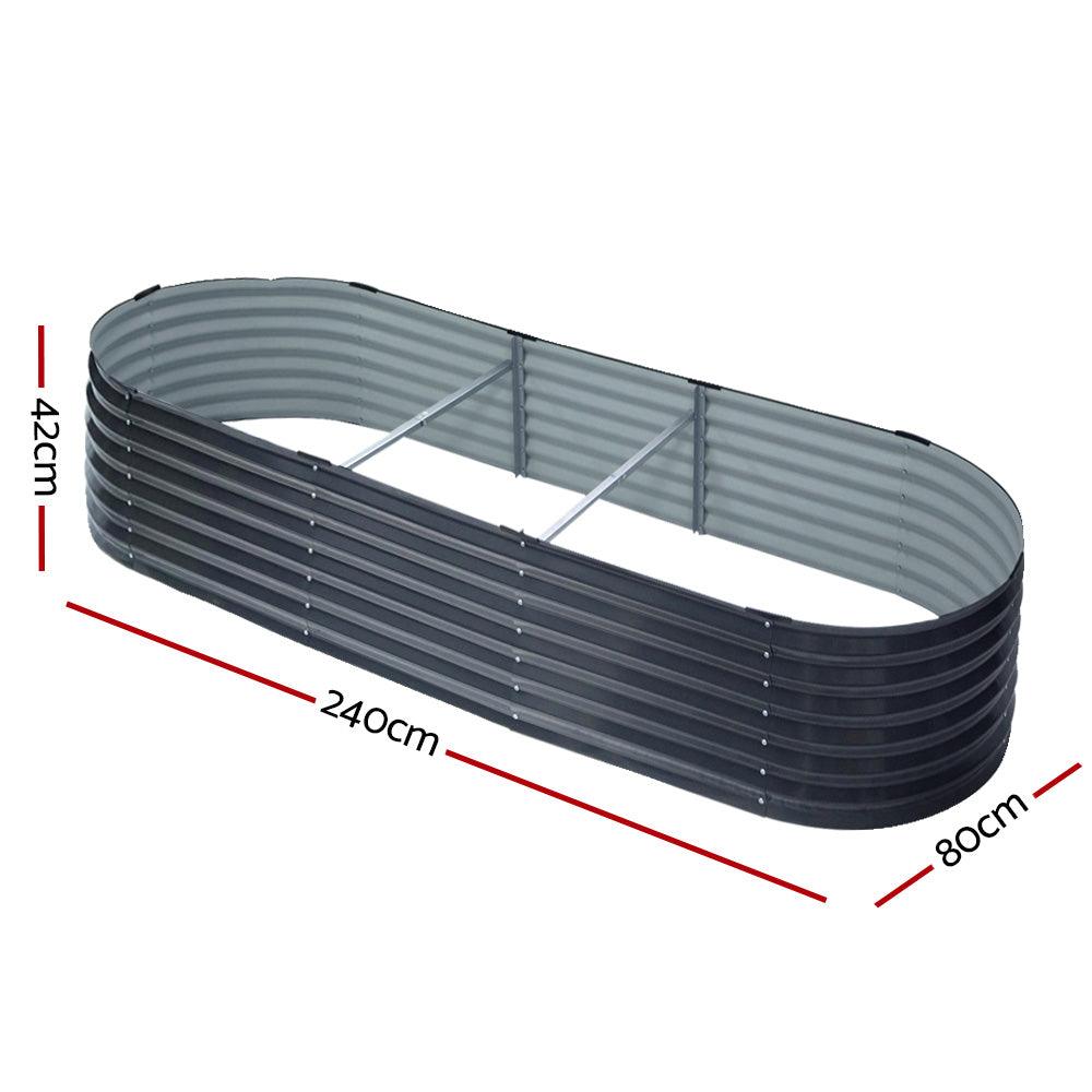 Buy Greenfingers Garden Bed 240X80X42cm Oval Planter Box Raised Container Galvanised discounted | Products On Sale Australia