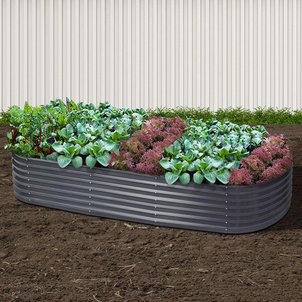 Buy Greenfingers Garden Bed 240X80X42cm Oval Planter Box Raised Container Galvanised discounted | Products On Sale Australia