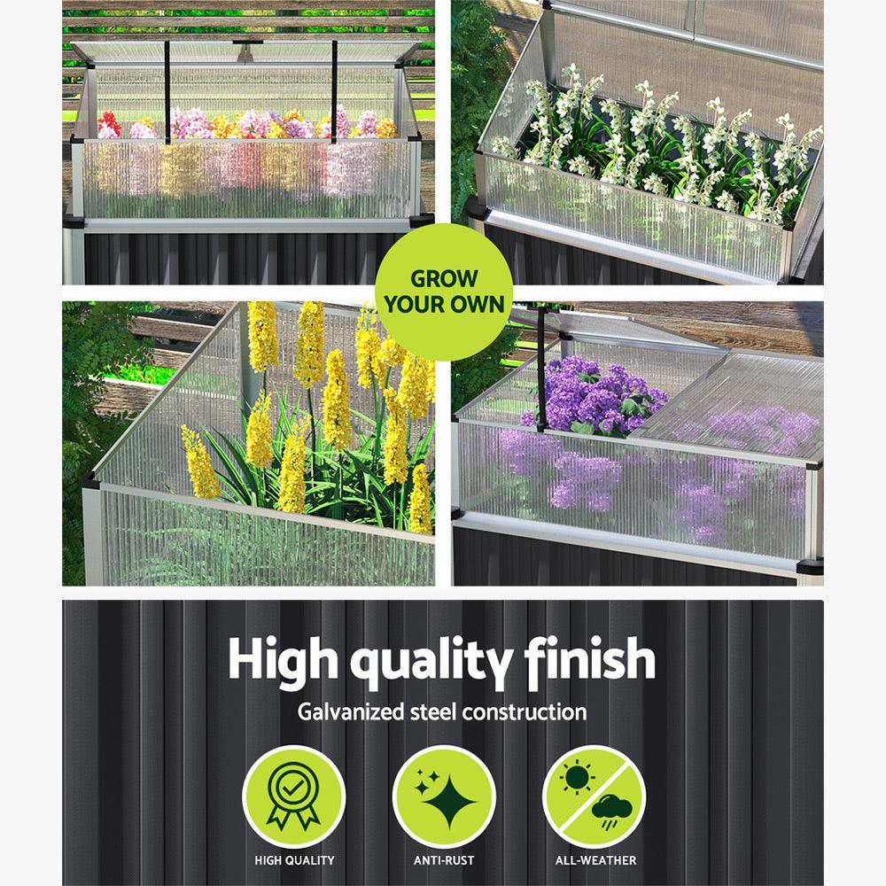 Buy Greenfingers Garden Bed 80x49x74cm Greenhouse Planter Box Raised Galvanised Herb discounted | Products On Sale Australia