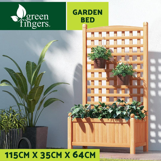 Buy Greenfingers Garden Bed Wooden 64x35x115cm Planter Raised Box Container Trellis discounted | Products On Sale Australia