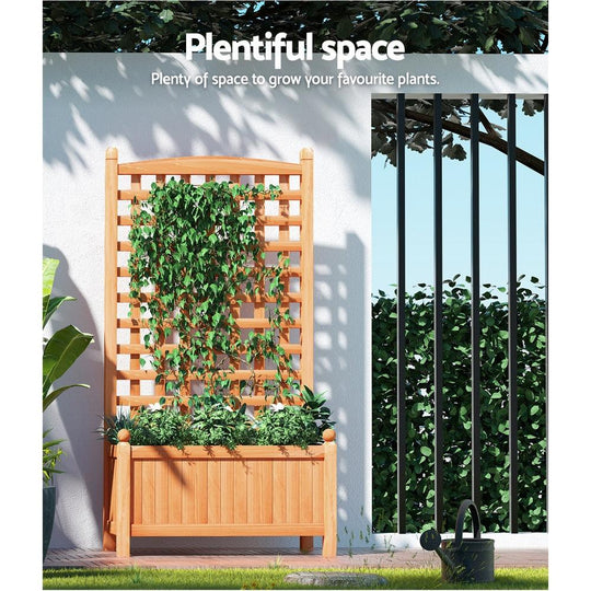 Buy Greenfingers Garden Bed Wooden 64x35x115cm Planter Raised Box Container Trellis discounted | Products On Sale Australia