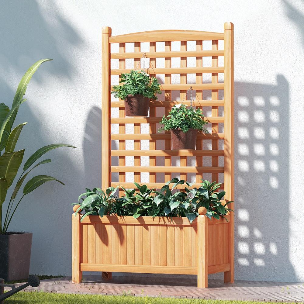 Buy Greenfingers Garden Bed Wooden 64x35x115cm Planter Raised Box Container Trellis discounted | Products On Sale Australia