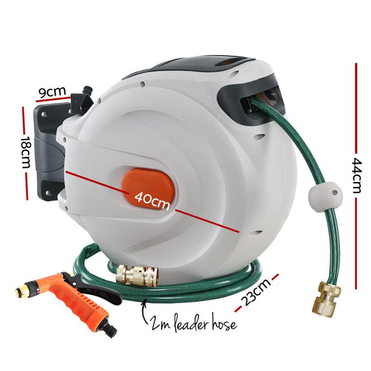 Buy Greenfingers Retractable Hose Reel 30M Garden Water Brass Spray Gun Auto Rewind discounted | Products On Sale Australia