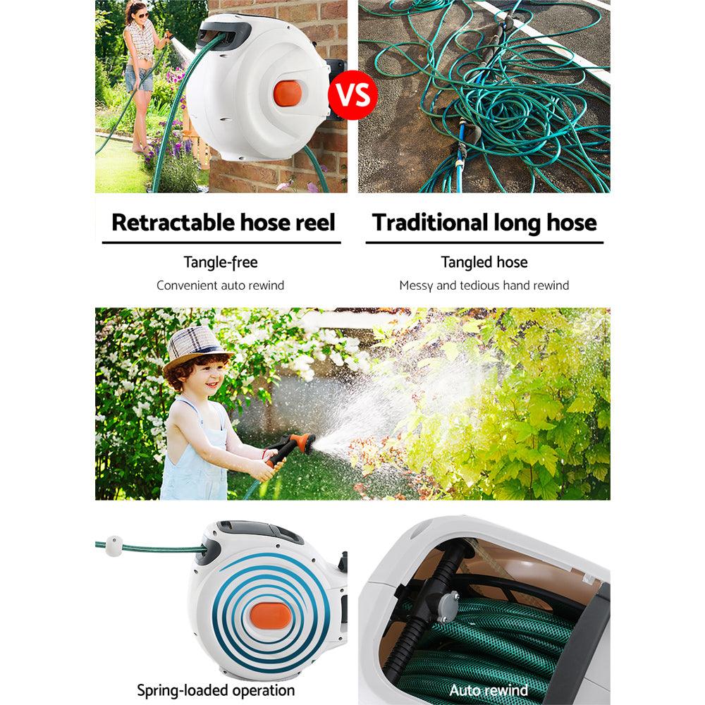 Buy Greenfingers Retractable Hose Reel 30M Garden Water Spray Gun Auto Rewind discounted | Products On Sale Australia