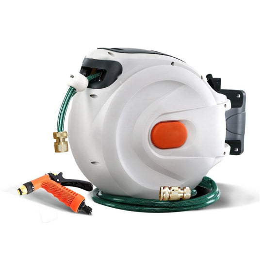 Buy Greenfingers Water Hose Reel 20M Retractable Garden Brass Spray Gun Auto Rewind discounted | Products On Sale Australia