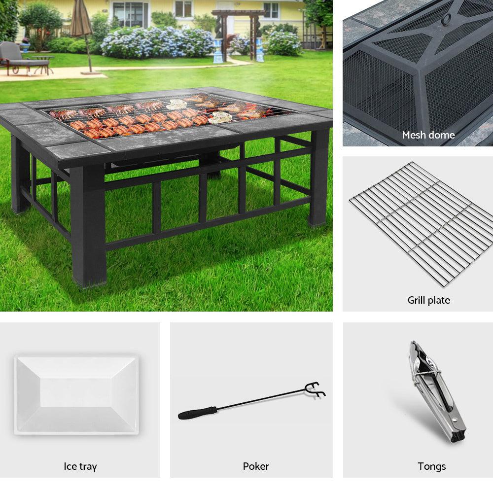 Buy Grillz Fire Pit BBQ Grill Ice Bucket 3-In-1 Table discounted | Products On Sale Australia