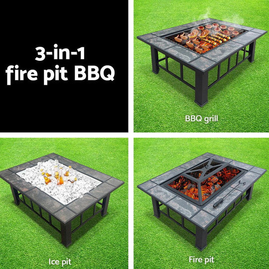 Buy Grillz Fire Pit BBQ Grill Ice Bucket 3-In-1 Table discounted | Products On Sale Australia