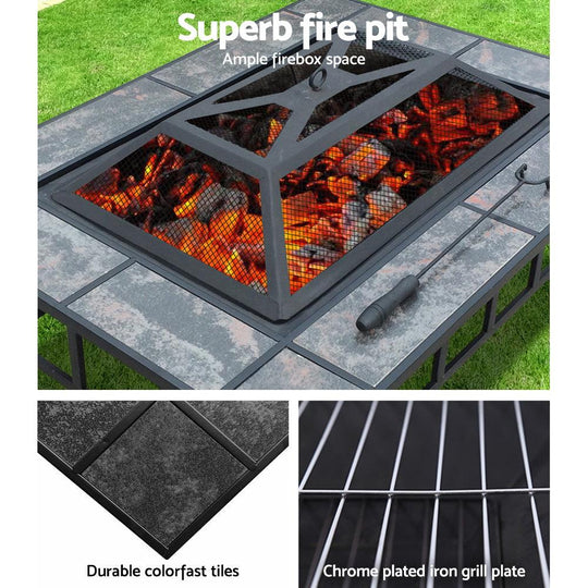 Buy Grillz Fire Pit BBQ Grill Ice Bucket 3-In-1 Table discounted | Products On Sale Australia