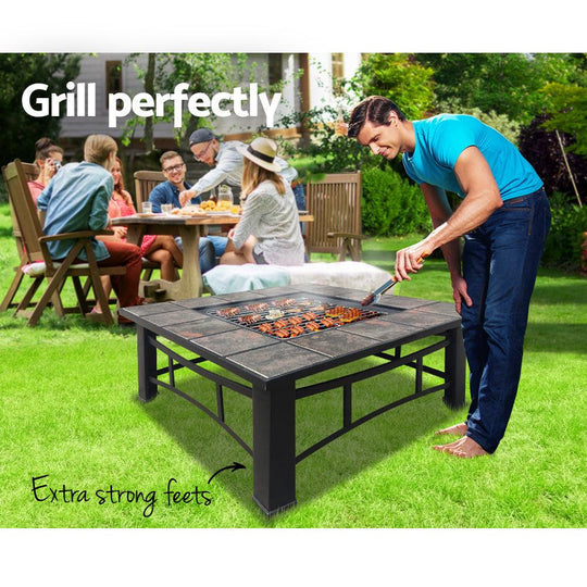 Buy Grillz Fire Pit BBQ Grill Ice Bucket 4-In-1 Table discounted | Products On Sale Australia