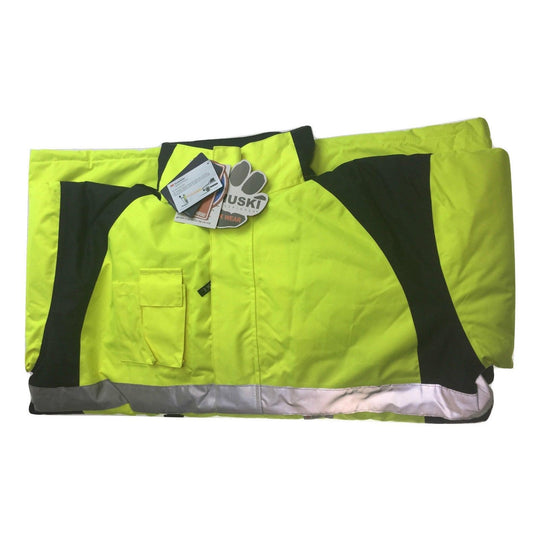 Buy HUSKI Miner Hi Vis Waterproof Jacket Industrial Workwear Reflective 918015 - 5XL (127cm) discounted | Products On Sale Australia