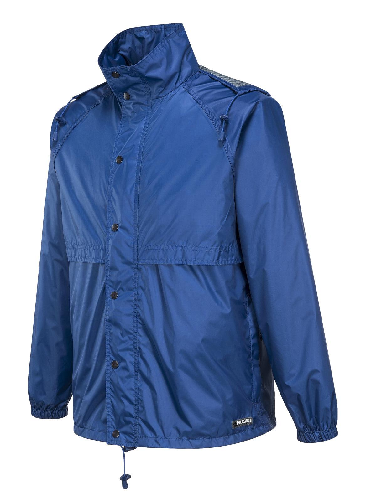 Buy HUSKI STRATUS RAIN JACKET Waterproof Workwear Concealed Hood Windproof Packable - Cobalt - 3XL discounted | Products On Sale Australia