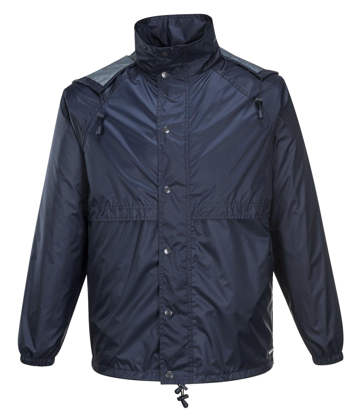 Buy HUSKI STRATUS RAIN JACKET Waterproof Workwear Concealed Hood Windproof Packable - Navy Blue - 4XL discounted | Products On Sale Australia