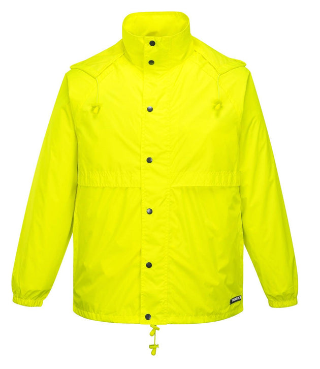 Buy HUSKI STRATUS RAIN JACKET Waterproof Workwear Concealed Hood Windproof Packable - Yellow Fluro - XXL discounted | Products On Sale Australia