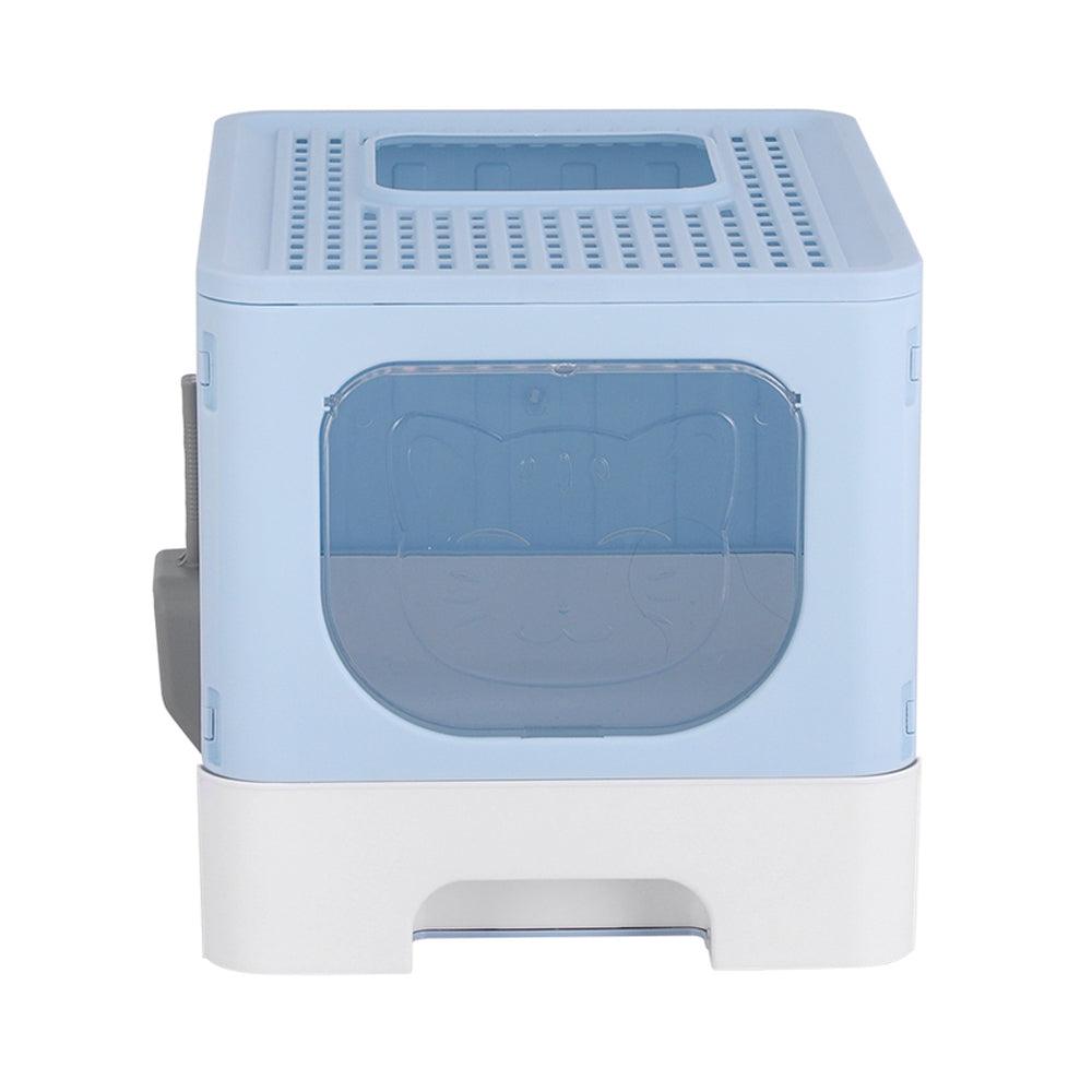 Buy i.Pet Cat Litter Box Large Tray Kitty Toilet Enclosed Hooded Foldable Scoop Blue discounted | Products On Sale Australia