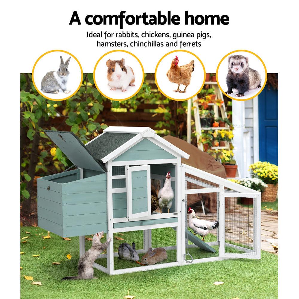 Buy i.Pet Chicken Coop Rabbit Hutch 150cm x 60cm x 93cm Large House Run Cage Wooden Outdoor Bunny discounted | Products On Sale Australia