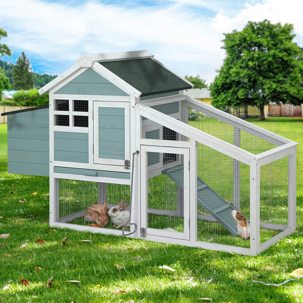 Buy i.Pet Chicken Coop Rabbit Hutch 150cm x 60cm x 93cm Large House Run Cage Wooden Outdoor Bunny discounted | Products On Sale Australia