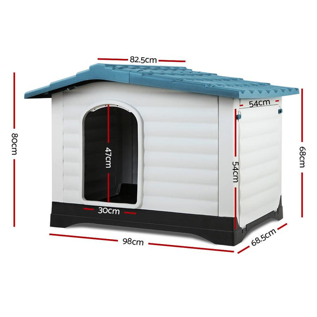 Buy i.Pet Dog Kennel House Extra Large Outdoor Plastic Puppy Pet Cabin Shelter XL Blue discounted | Products On Sale Australia