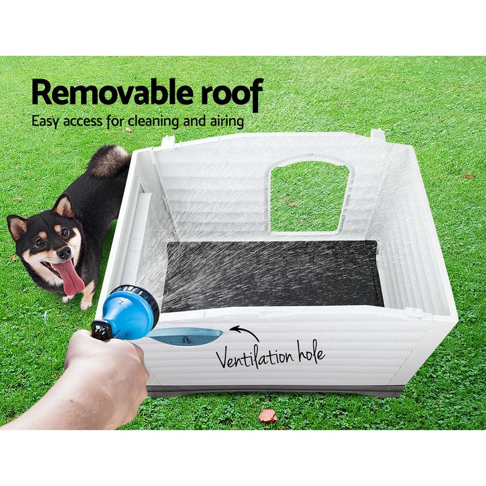 Buy i.Pet Dog Kennel House Extra Large Outdoor Plastic Puppy Pet Cabin Shelter XL Blue discounted | Products On Sale Australia