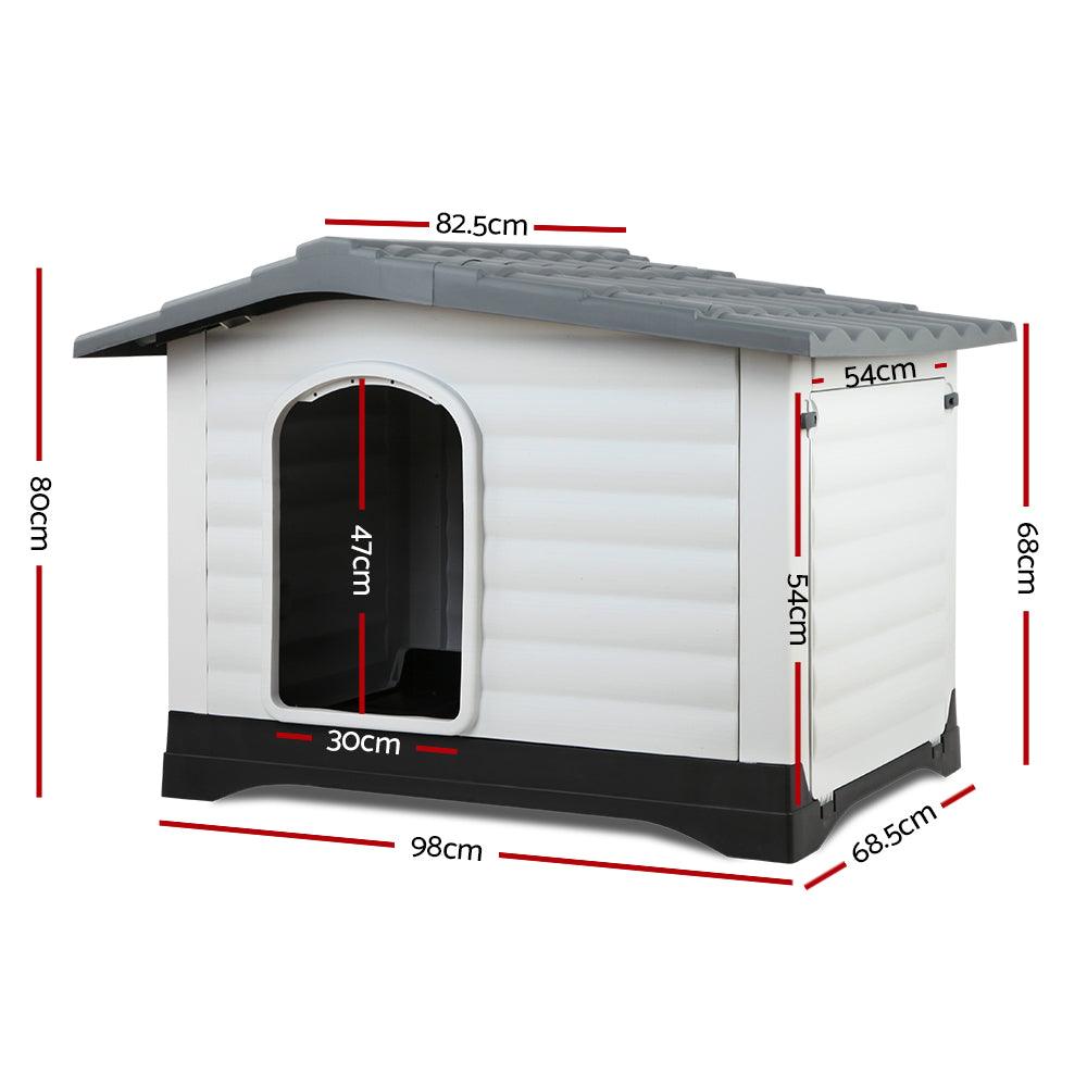 Buy i.Pet Dog Kennel House Extra Large Outdoor Plastic Puppy Pet Cabin Shelter XL Grey discounted | Products On Sale Australia