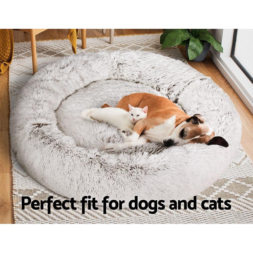 Buy i.Pet Pet Bed Dog Cat 110cm Calming Extra Large Soft Plush White Brown discounted | Products On Sale Australia