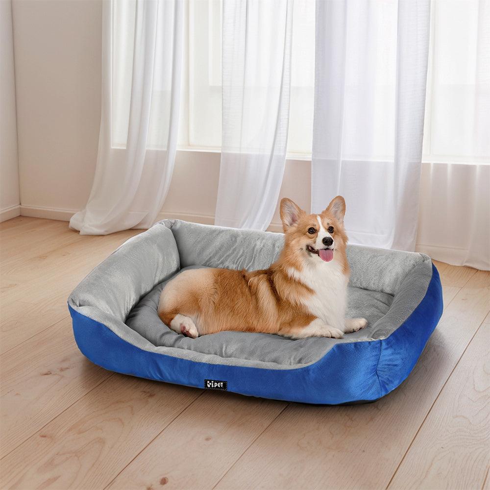 Buy i.Pet Pet Bed Dog Cat Calming Soft Mat Sleeping Comfy Plush Cave Washable Blue discounted | Products On Sale Australia