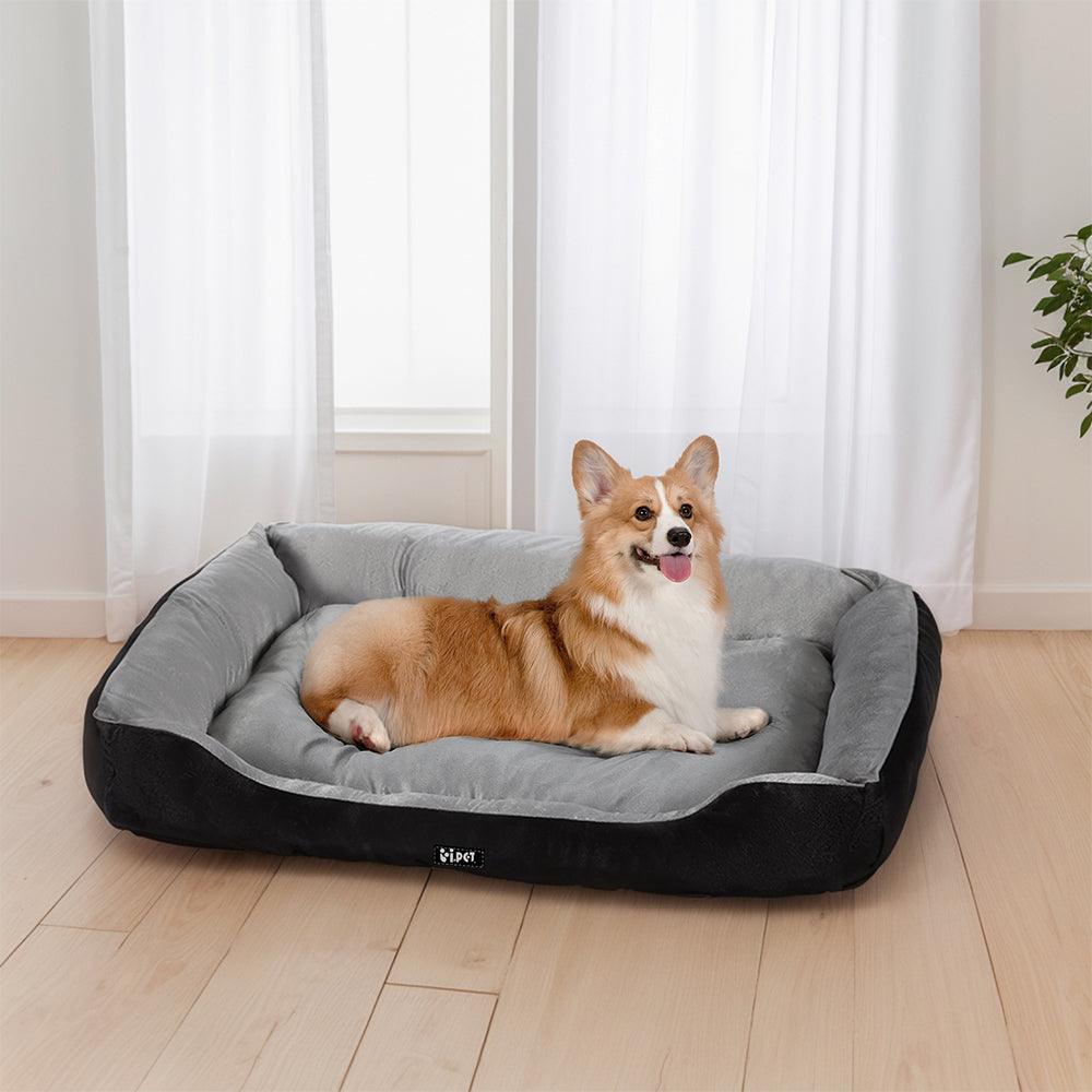 Buy i.Pet Pet Bed Dog Cat Calming Soft Sleeping Comfy Plush Mat Cave Washable Black discounted | Products On Sale Australia