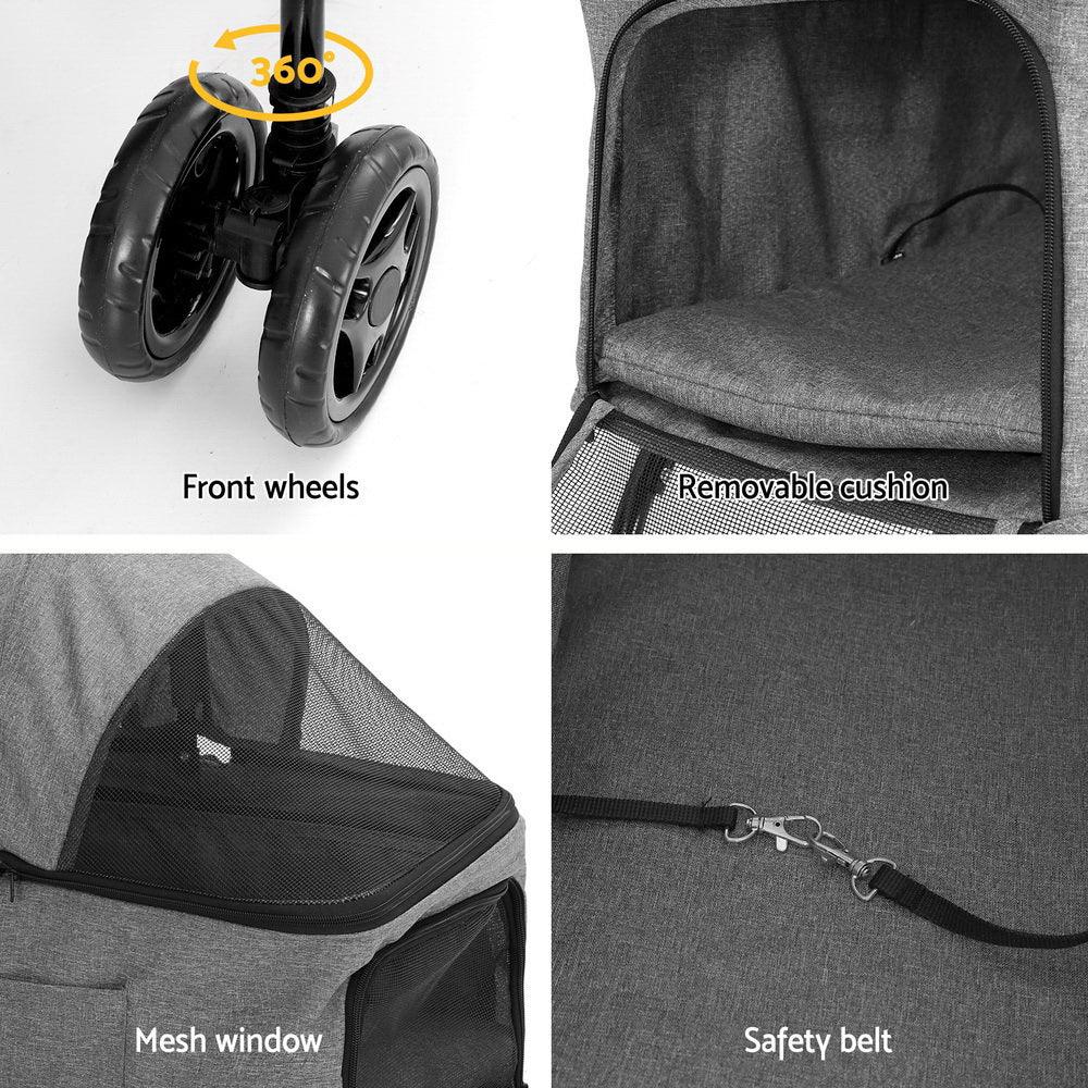 Buy i.Pet Pet Stroller 2-tier Dog Pram Large Cat Carrier Travel Pushchair Foldable discounted | Products On Sale Australia