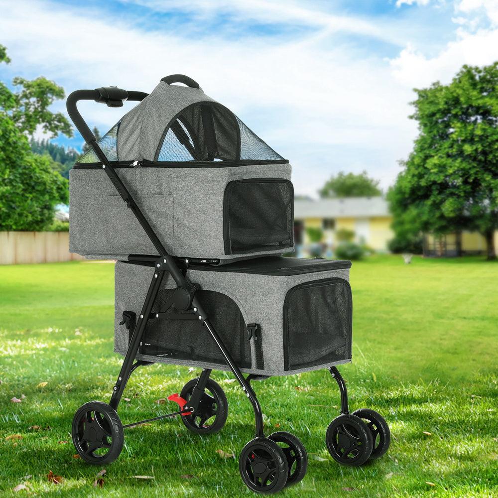 Buy i.Pet Pet Stroller 2-tier Dog Pram Large Cat Carrier Travel Pushchair Foldable discounted | Products On Sale Australia