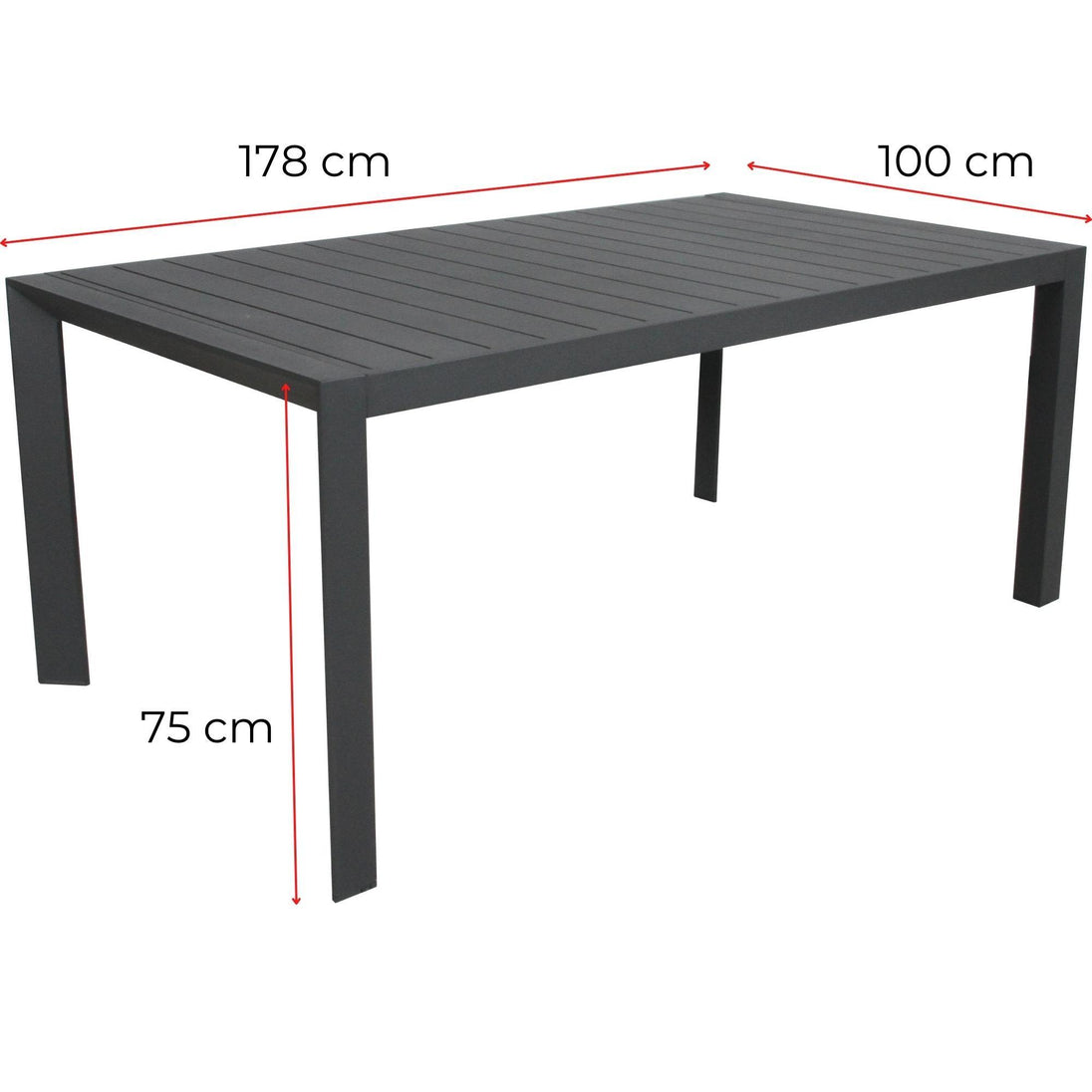 Buy Iberia 178cm Aluminium Outdoor Dining Table Charcoal discounted | Products On Sale Australia