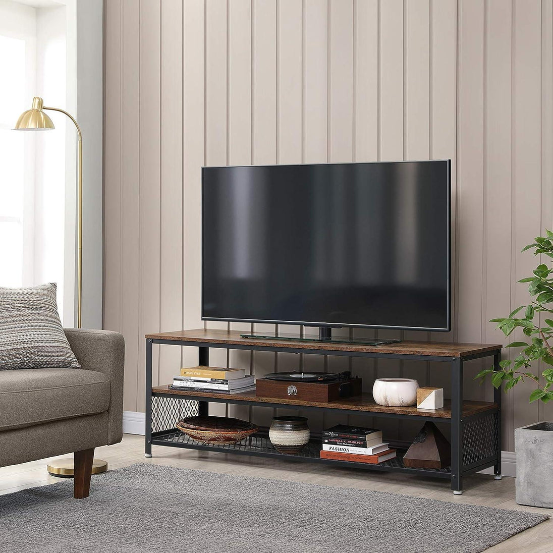 Buy Industrial TV Stand 60 Inches, Rustic Brown discounted | Products On Sale Australia